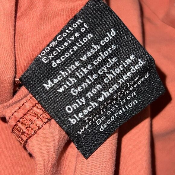 Rock Republic Faded Orange Peach Button Up Short Sleeve Shirt Size Small #91 - Picture 5 of 7